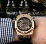 Perfect Replica Hublot Big Bang Sang Bleu King Gold Geometry Dial Mens Watches 45mm